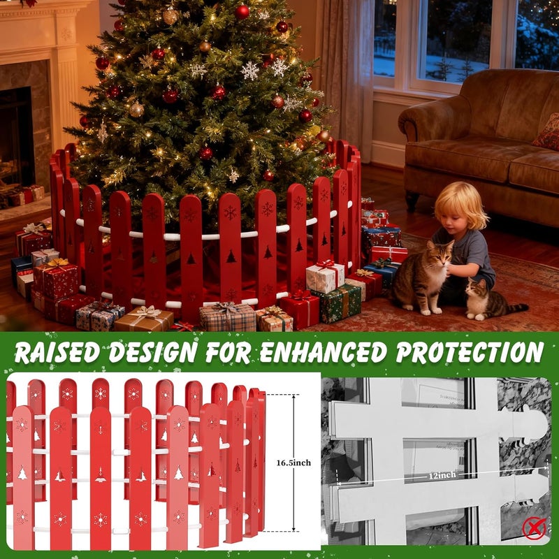 CALCHELE Christmas Tree Fences Party Decoration 28Pcs Red - Image 2